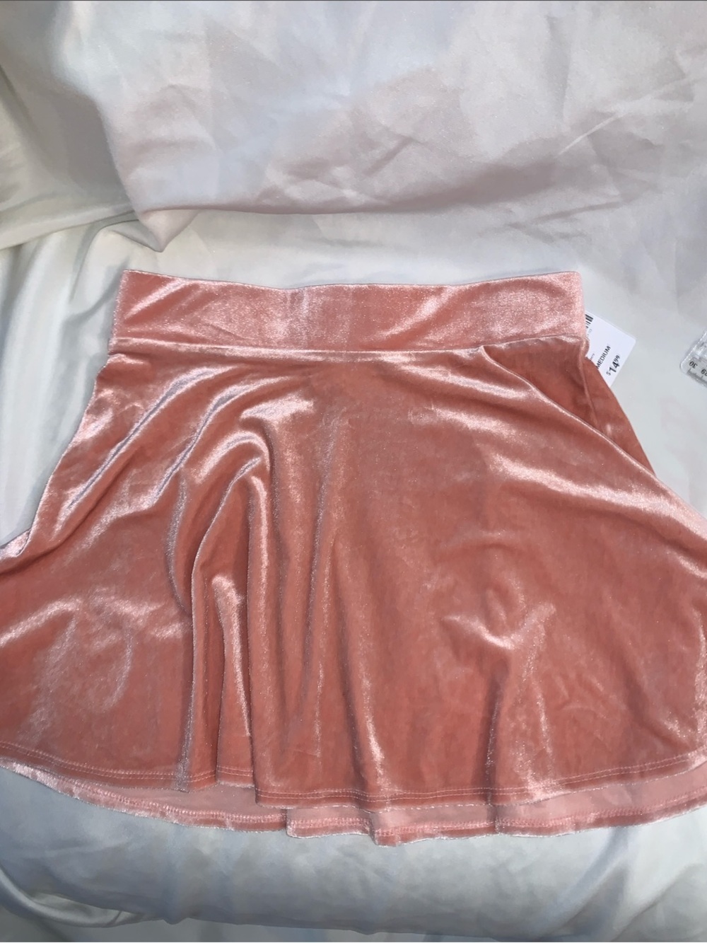 Forever 21 Velvet Skater Skirt in Blush Pink